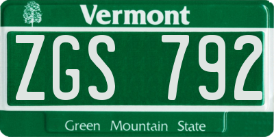 VT license plate ZGS792