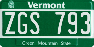 VT license plate ZGS793