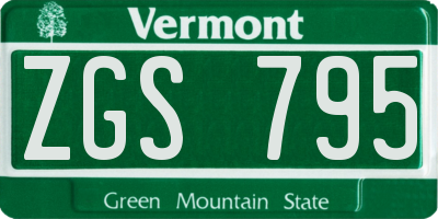 VT license plate ZGS795