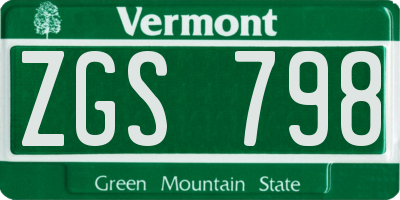 VT license plate ZGS798