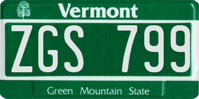 VT license plate ZGS799