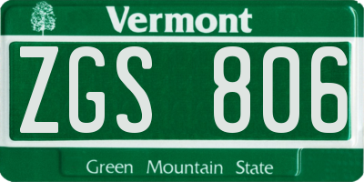 VT license plate ZGS806