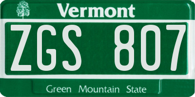 VT license plate ZGS807
