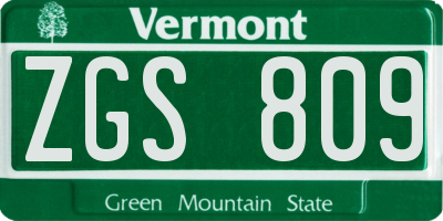 VT license plate ZGS809