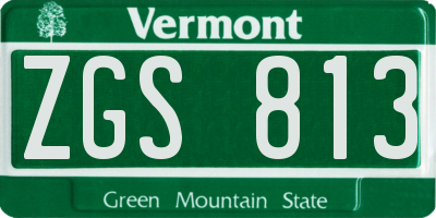 VT license plate ZGS813