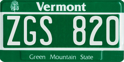 VT license plate ZGS820