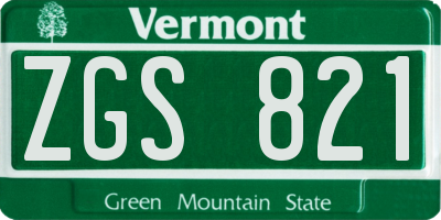 VT license plate ZGS821