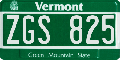 VT license plate ZGS825