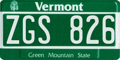 VT license plate ZGS826