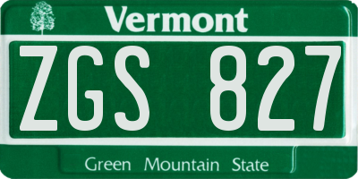 VT license plate ZGS827