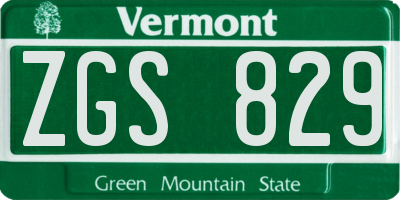 VT license plate ZGS829