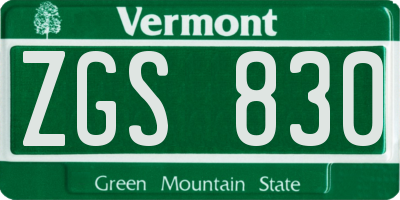 VT license plate ZGS830