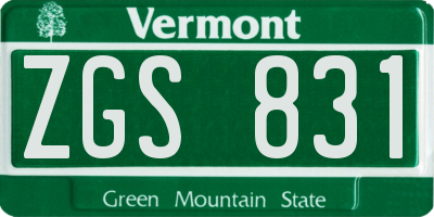 VT license plate ZGS831