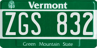 VT license plate ZGS832