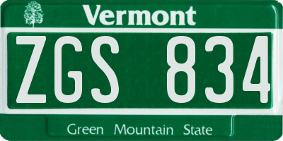 VT license plate ZGS834