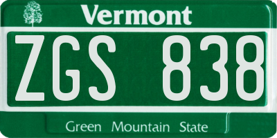 VT license plate ZGS838