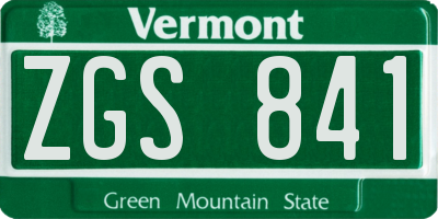 VT license plate ZGS841