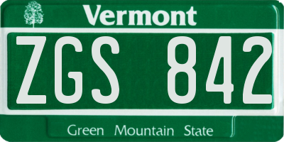 VT license plate ZGS842