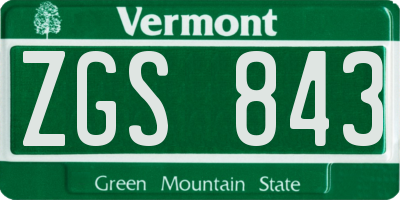 VT license plate ZGS843