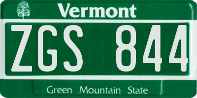 VT license plate ZGS844