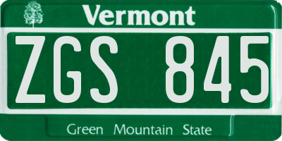 VT license plate ZGS845