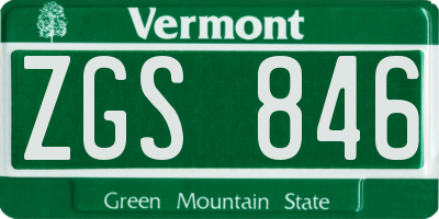 VT license plate ZGS846