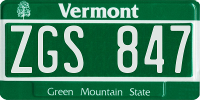 VT license plate ZGS847