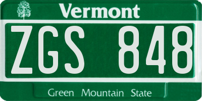 VT license plate ZGS848