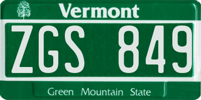 VT license plate ZGS849