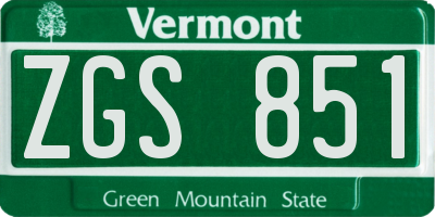 VT license plate ZGS851