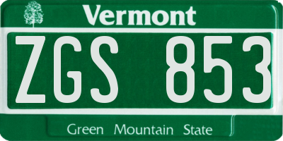 VT license plate ZGS853
