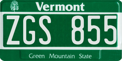 VT license plate ZGS855