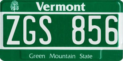 VT license plate ZGS856