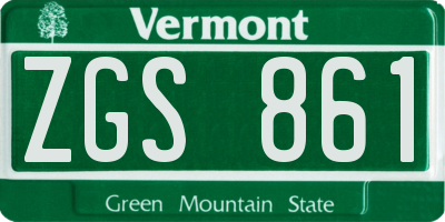 VT license plate ZGS861