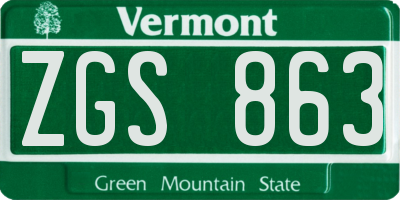 VT license plate ZGS863