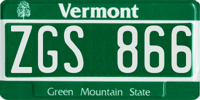 VT license plate ZGS866