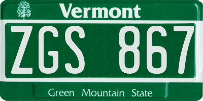 VT license plate ZGS867