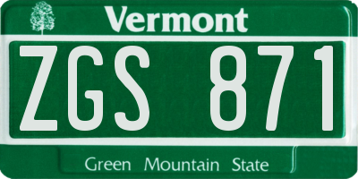 VT license plate ZGS871