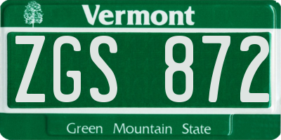 VT license plate ZGS872