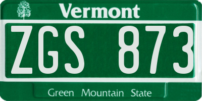 VT license plate ZGS873