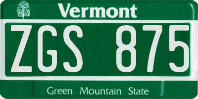 VT license plate ZGS875