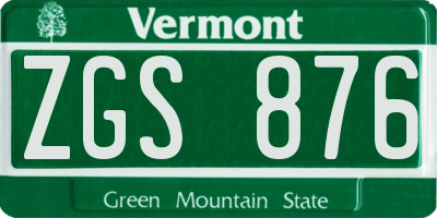 VT license plate ZGS876