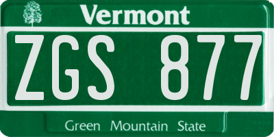 VT license plate ZGS877