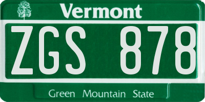 VT license plate ZGS878