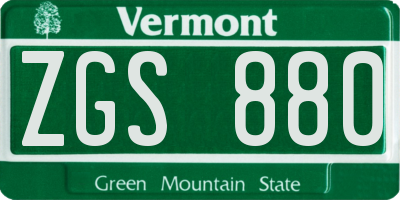 VT license plate ZGS880