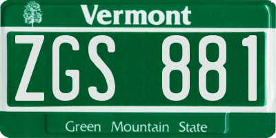 VT license plate ZGS881