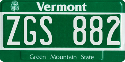 VT license plate ZGS882
