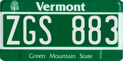 VT license plate ZGS883