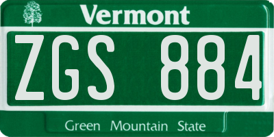 VT license plate ZGS884