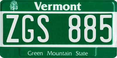 VT license plate ZGS885